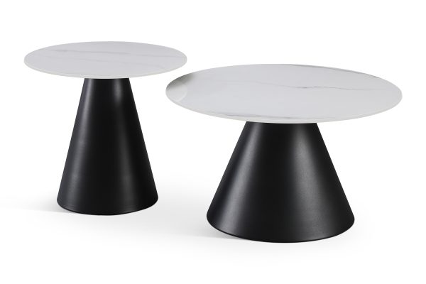 NOOB Modern Ceramic Coffee Table Set – DotFurn (Includes Side Table, Matte Finish) - Image 2