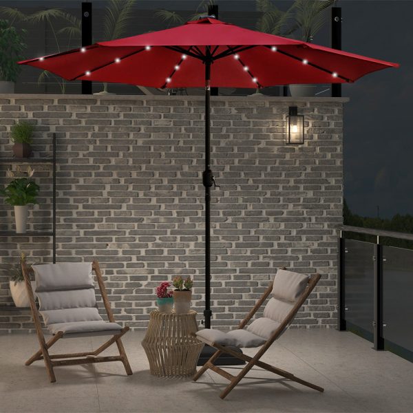 DotFurn Rhodes 9ft Solar Lighted Patio Umbrella – Shade Meets Style & Innovation