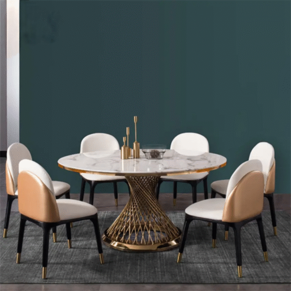 Soleia Luxe Round Marble Dining Table | DotFurn - Image 4