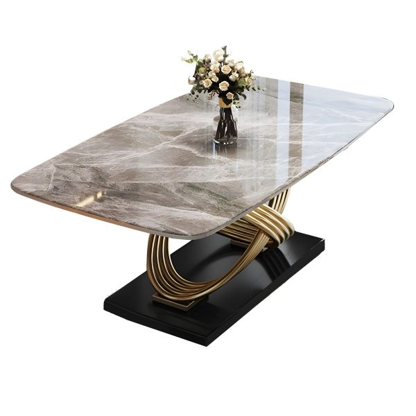 Osaka Dining Table Set – DotFurn (1 Table + 6 Chairs, Marble Effect Top, Gold Base, 2 Chair Colour Options) - Image 3