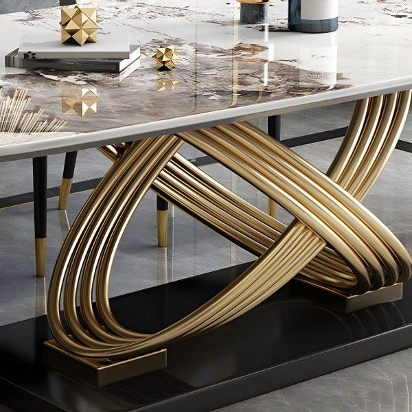 Osaka Dining Table Set – DotFurn (1 Table + 6 Chairs, Marble Effect Top, Gold Base, 2 Chair Colour Options) - Image 6