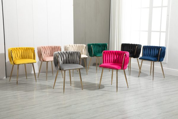 Sommerset Velvet Dining Chair – DotFurn (Gold Legs, Modern Barrel Back Design) - Image 4