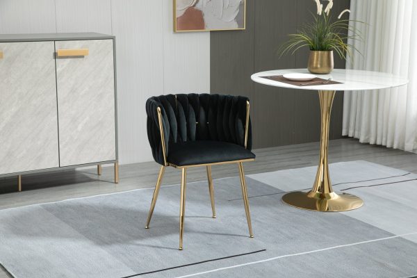 Sommerset Velvet Dining Chair – DotFurn (Gold Legs, Modern Barrel Back Design) - Image 3