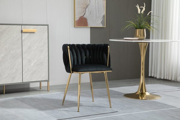Sommerset Velvet Dining Chair – DotFurn (Gold Legs, Modern Barrel Back Design)