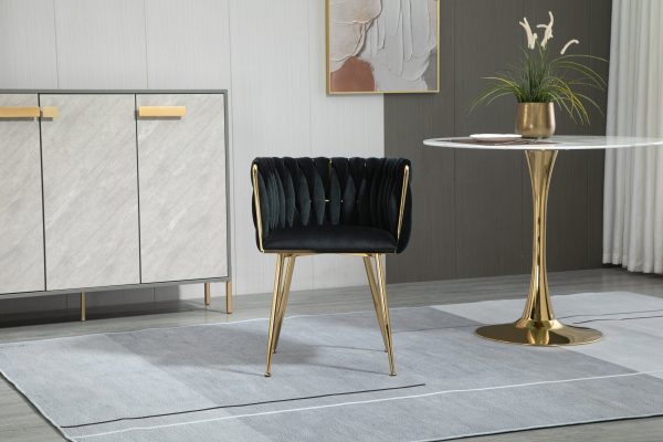 Sommerset Velvet Dining Chair – DotFurn (Gold Legs, Modern Barrel Back Design) - Image 2