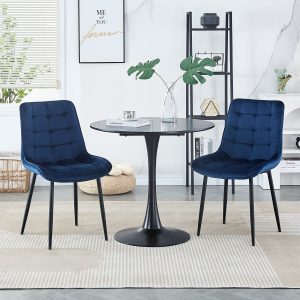Goulding Velvet Dining Chair Set (2pcs) – DotFurn (Plush Seat, Steel Legs, 150kg Weight Capacity)