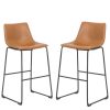 Imad Bar Stool Set (2pcs) – DotFurn (Faux Leather Bucket Seat, Sled Base, Modern Industrial Design) - Image 2
