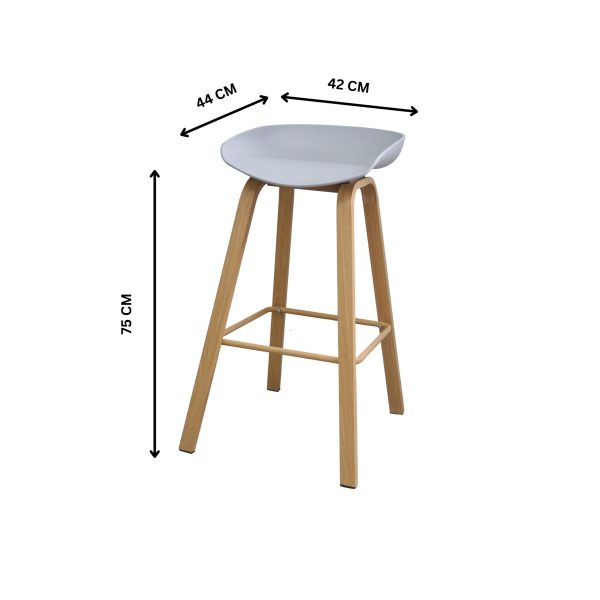 Sauti Wood-Trim Bar Stool – DotFurn (Polypropylene Seat, Fixed Height, Modern Minimalist Design) - Image 2