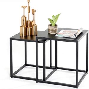 Noir Side Table – DotFurn (Matte Black Nesting Table, Contemporary Style)