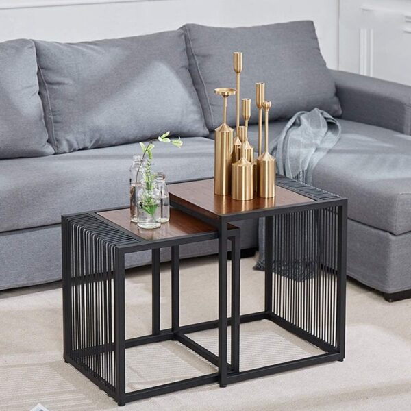 Bois Rouge Side Table – DotFurn (Dark Gloss Red Wood, Modern Square Design)
