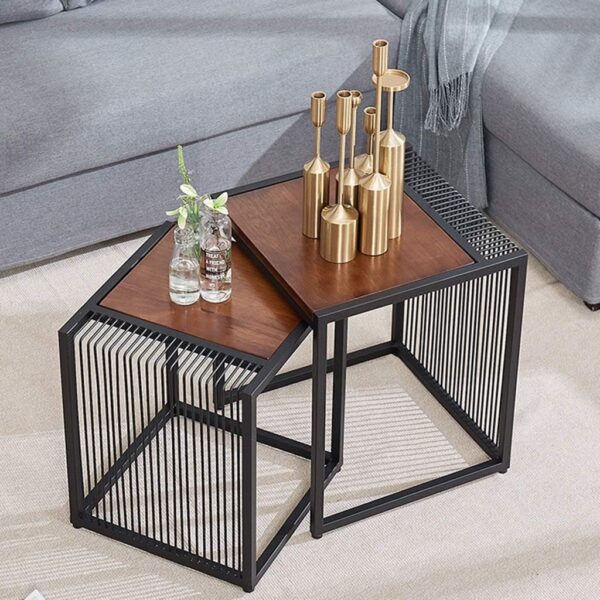 Bois Rouge Side Table – DotFurn (Dark Gloss Red Wood, Modern Square Design) - Image 2