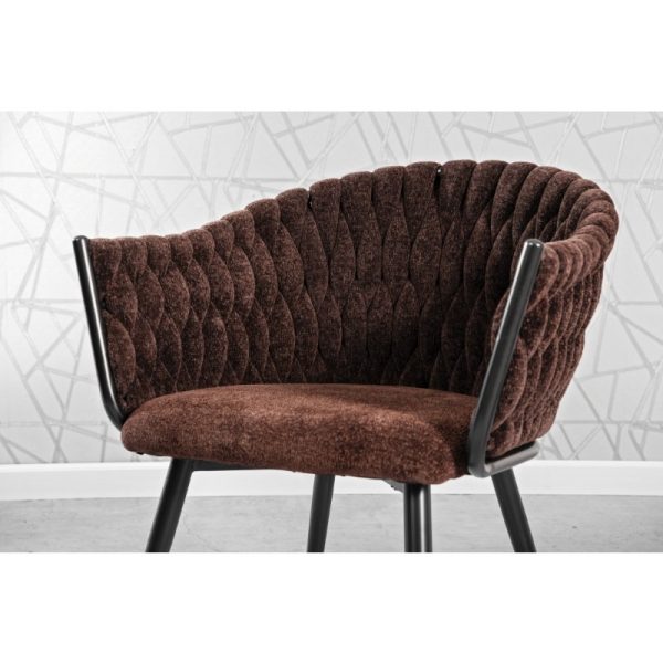 Grattoni Handwoven Dining Chair – DotFurn (Black Steel Legs, Artisan Woven Fabric, Contemporary Boho Style) - Image 3