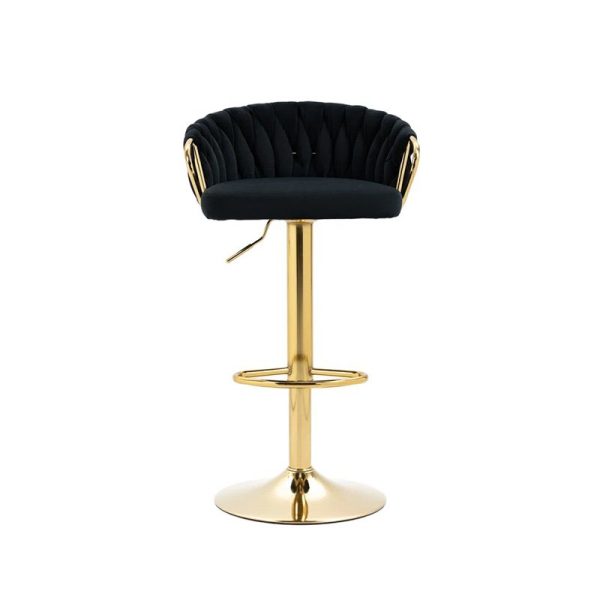 Junika Velvet Swivel Bar Stool – Adjustable Height with Gold Base - Image 4