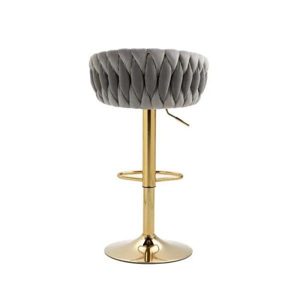 Junika Velvet Swivel Bar Stool – Adjustable Height with Gold Base - Image 7