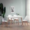 Louis Pure 5-Piece White High Gloss Dining Set – Modern Table & Faux Leather Chairs | DotFurn