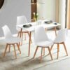 Louis Pure 5-Piece White High Gloss Dining Set – Modern Table & Faux Leather Chairs | DotFurn - Image 5