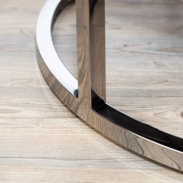 Marbre Deux Modern Round White Marble Nesting Coffee Table Set – Silver Metal Base | DotFurn - Image 4