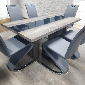 Piacenza 6-Seater Dining Suite – DotFurn (Wood & Glass Table + PU Leather Z-Leg Chairs)