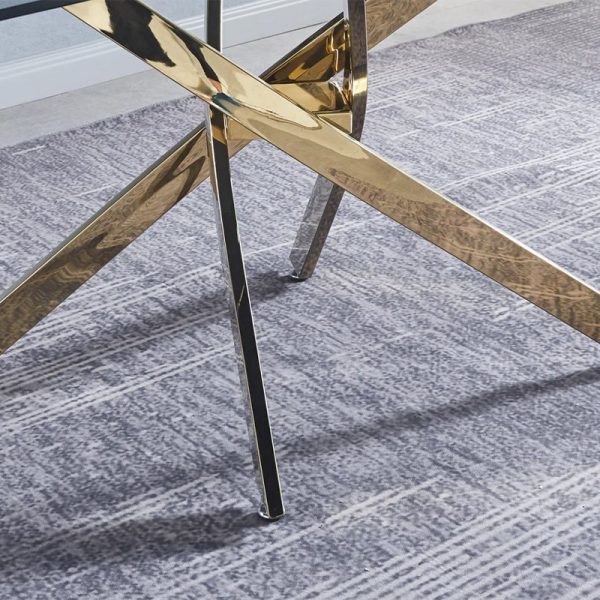 Maison Rectangular Glass Dining Table – DotFurn (180cm, Gold Crisscross Base, Contemporary Design) - Image 3