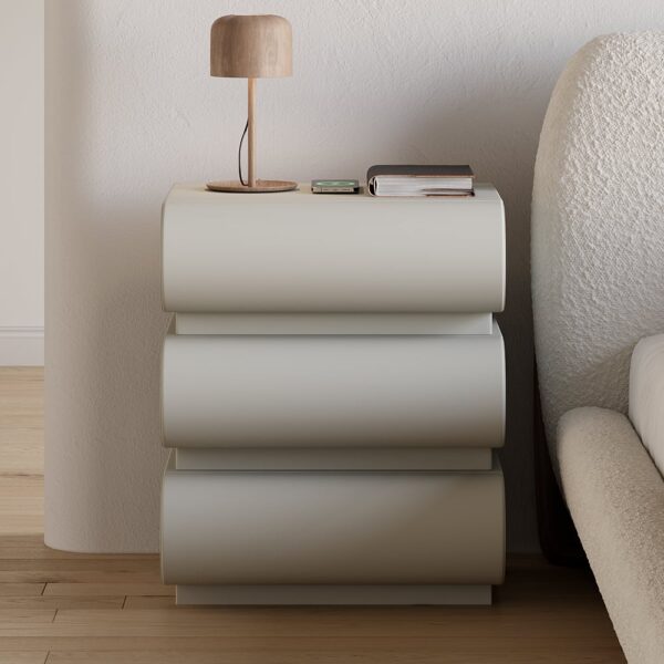 DotFurn LuxeWrap Bedside Table with Leather Finish & Dual Drawers - Image 2