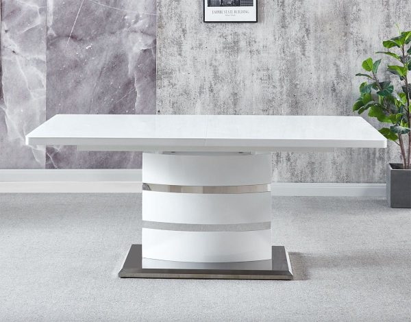 Clessidra High Gloss Extending Dining Suite – DotFurn (White Table + 8 Salsa Chairs in White, Grey, or Black) - Image 2