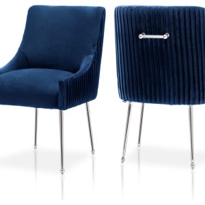 Robertsham Velvet Dining Chair – DotFurn (Black Velvet, Chrome Legs, Modern Luxe Design)