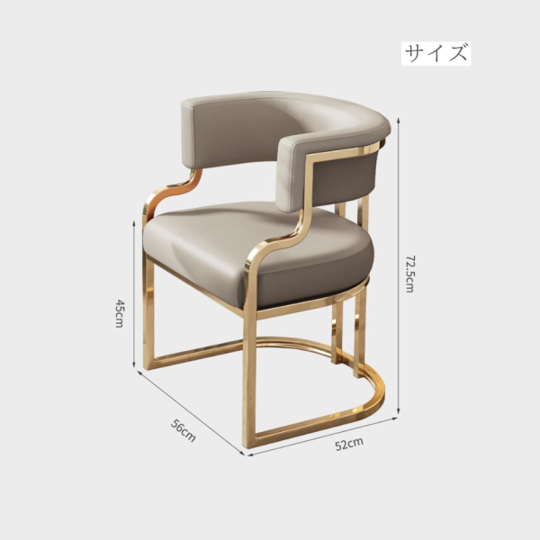 Wayne Faux Leather Dining Chair – DotFurn (Grey & Orange, Gold Legs, Contemporary Luxe Design) - Image 4