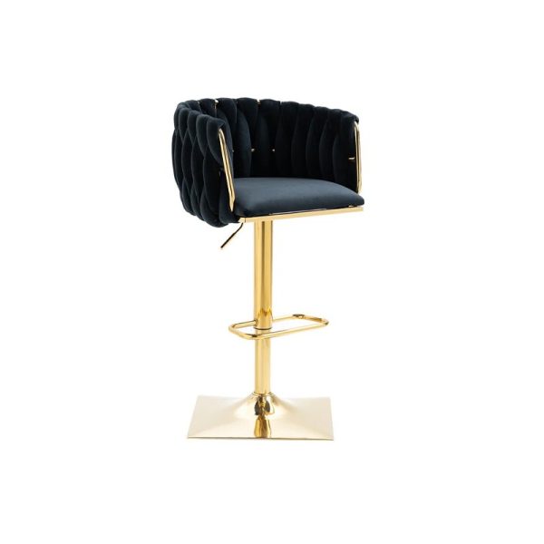 Nicci Velvet Swivel Bar Stool – Adjustable Height with Gold Frame - Image 7