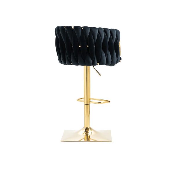 Nicci Velvet Swivel Bar Stool – Adjustable Height with Gold Frame - Image 5