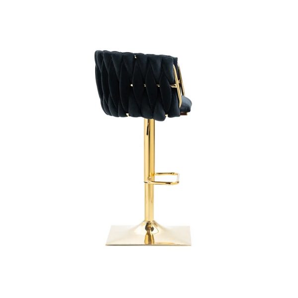 Nicci Velvet Swivel Bar Stool – Adjustable Height with Gold Frame - Image 6