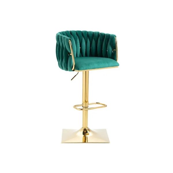 Nicci Velvet Swivel Bar Stool – Adjustable Height with Gold Frame - Image 3