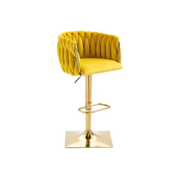 Nicci Velvet Swivel Bar Stool – Adjustable Height with Gold Frame - Image 4