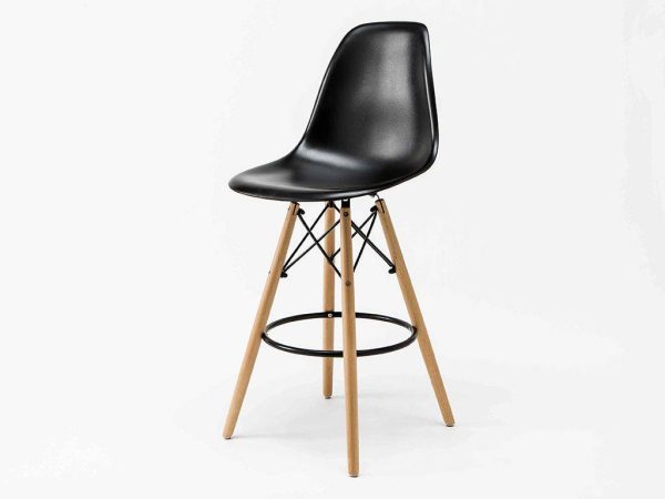 Normani Modern Bar Stool – DotFurn (White Seat, Black Frame, Solid Beech Legs) - Image 5