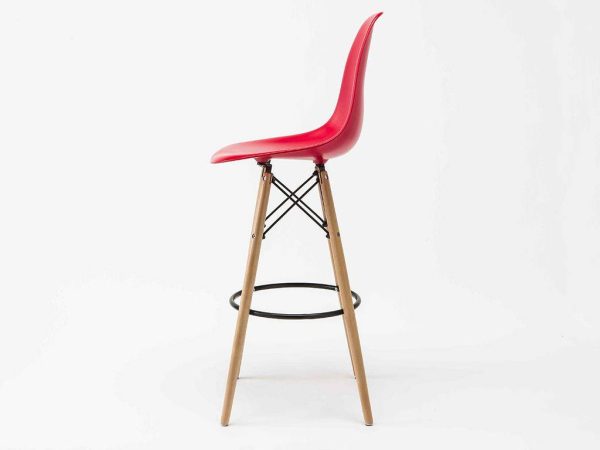 Normani Modern Bar Stool – DotFurn (White Seat, Black Frame, Solid Beech Legs) - Image 3