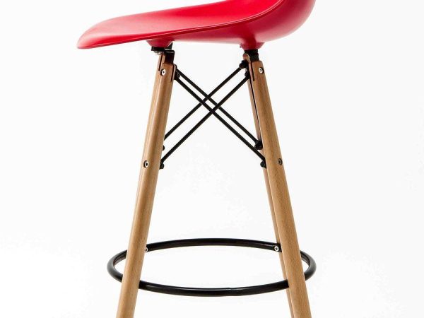 Normani Modern Bar Stool – DotFurn (White Seat, Black Frame, Solid Beech Legs) - Image 4