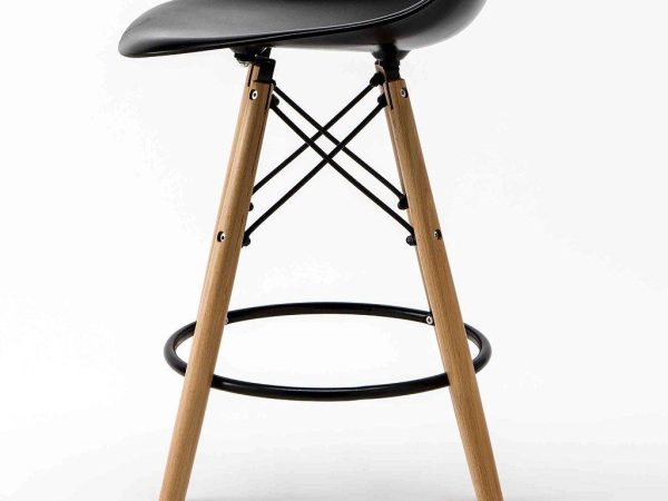 Normani Modern Bar Stool – DotFurn (White Seat, Black Frame, Solid Beech Legs) - Image 6