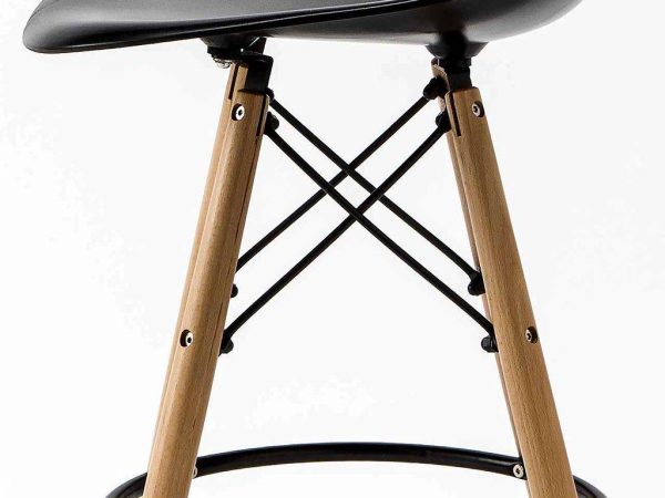 Normani Modern Bar Stool – DotFurn (White Seat, Black Frame, Solid Beech Legs) - Image 9