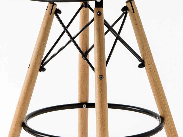 Normani Modern Bar Stool – DotFurn (White Seat, Black Frame, Solid Beech Legs) - Image 8