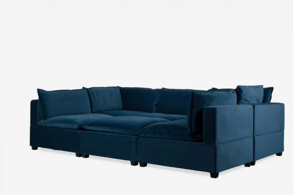 DotFurn Skye Cloud Modular Sofa | Large Sectional Suite | Deep Seating Luxury | Blue & Grey Fabric - Image 3