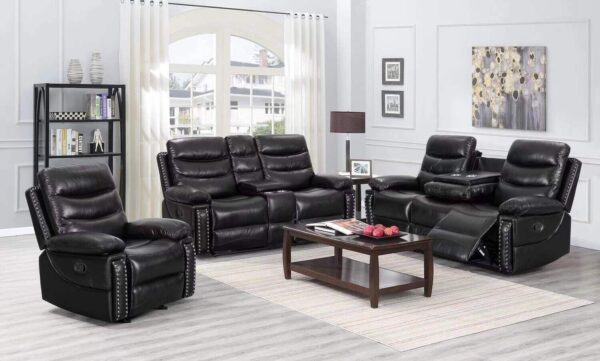 Montaro Motion Recliner Suite – Luxury 3-Piece Recliner Lounge Set (Black & Brown) - Image 2