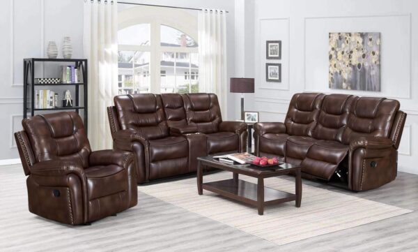 Montaro Motion Recliner Suite – Luxury 3-Piece Recliner Lounge Set (Black & Brown)