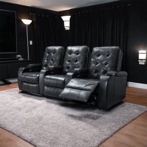 Velare Luxe Cinema Recliner Suite – Electric Home Theatre Recliner Set (Cream, Maroon & Black)