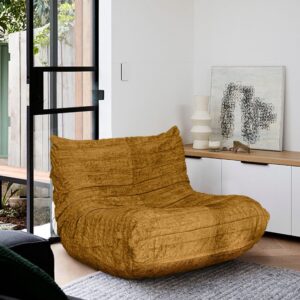 Lunaro Luxe Bean Lounger – Oversized Designer Bean Bag Chair (Burnt Orange & Goldish Brown)