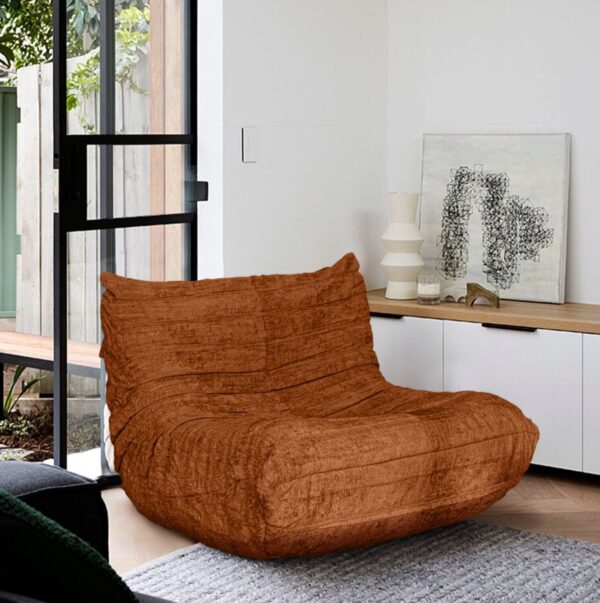 Lunaro Luxe Bean Lounger – Oversized Designer Bean Bag Chair (Burnt Orange & Goldish Brown) - Image 2