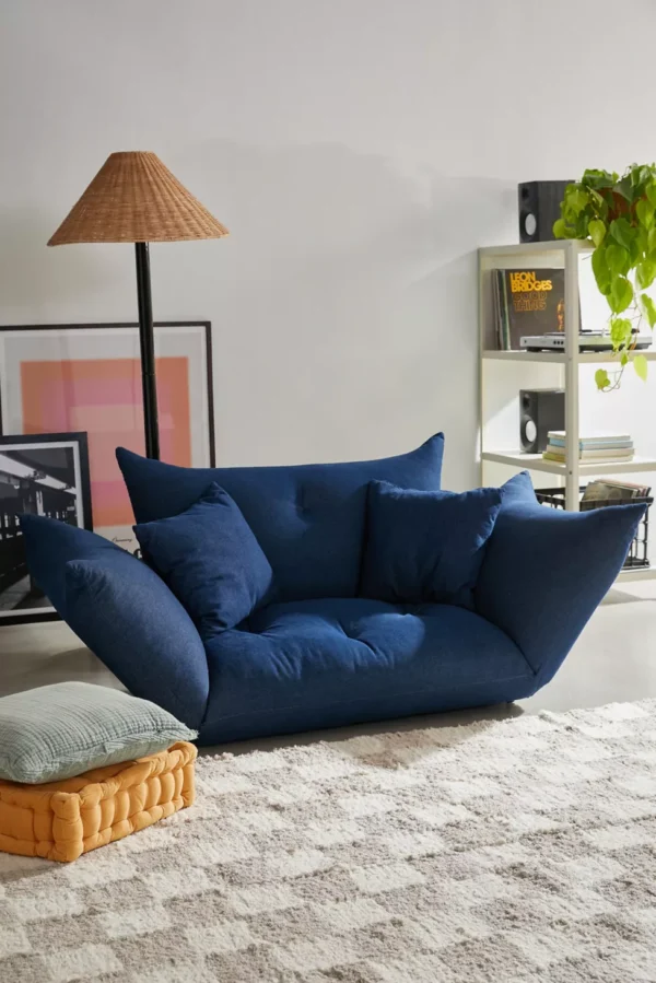 DotFurn Eriskay Convertible Sofa | Indigo Channel Tufted 2-Seater | Futon Sofa Bed | Compact Luxury