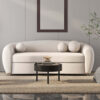 DotFurn Isla Curved Sofa | White Bouclé Fabric 3-Seater | Modern Luxury Lounge Couch