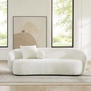 DotFurn Cleo Bouclé Sofa | Modern Minimalist 3-Seater | White Fabric Lounge Couch