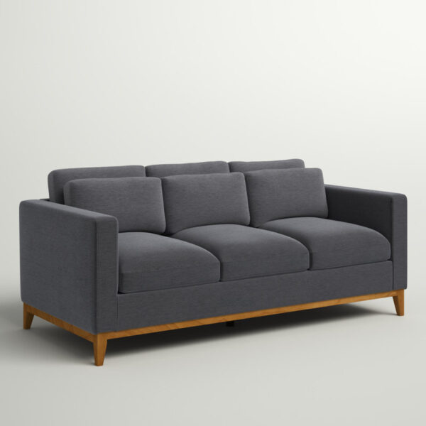 DotFurn Fraser Sofa | Modern Grey 3-Seater | Square Arm Polyester | Reversible Cushions - Image 2