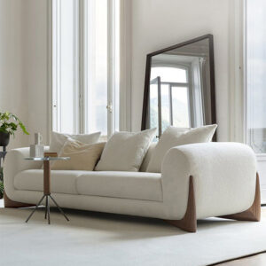 DotFurn Blair Bouclé Sofa | Modern Cream Fabric 2-Seater | Low-Profile Luxury Couch