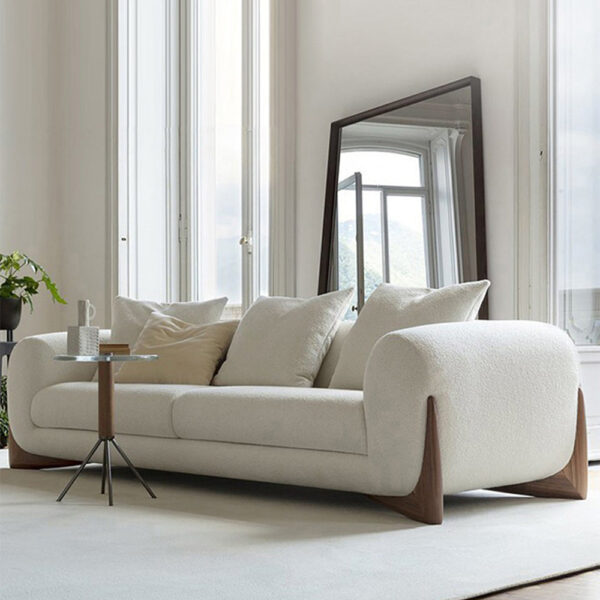 DotFurn Blair Bouclé Sofa | Modern Cream Fabric 2-Seater | Low-Profile Luxury Couch